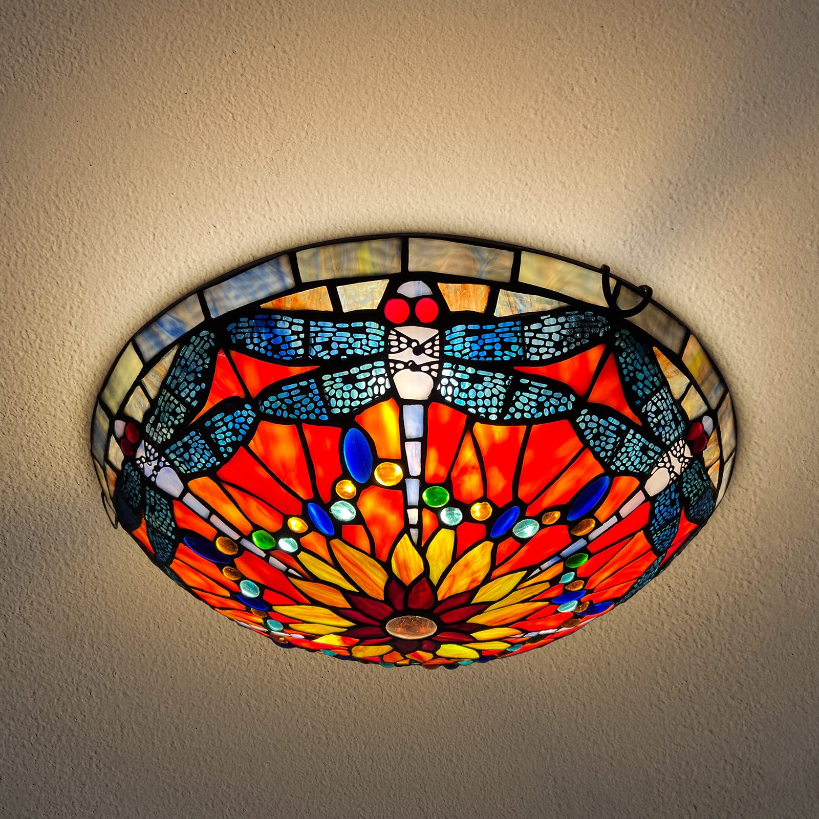 Artzone Tiffany Stained Glass Flush Mount Ceiling Light - Image 9