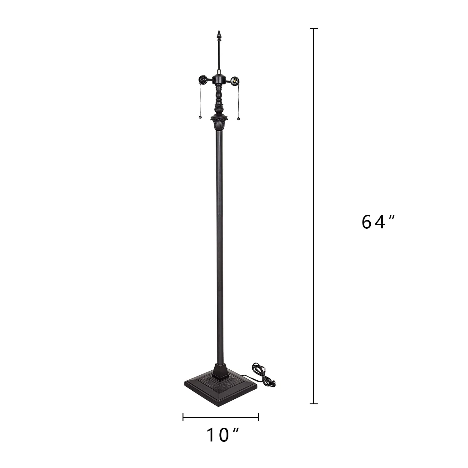 Capulina Tiffany Floor Lamp Base Only Replacement for 16 -24 Inch Wide Lampshade Pole Height 64 Inches Blackish Bronze Finishing Resin Base - Image 2