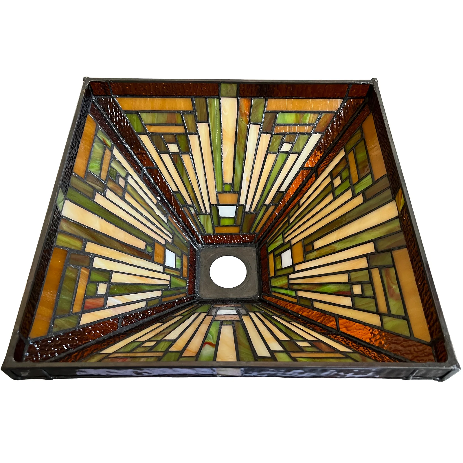 Capulina Tiffany Lamp Shade 12 Inches Wide Accessories Replacement Amber Brown Mission Tiffany Style Stained Glass Lampshade for Torchiere Floor Lamp and Pendant Light - Image 2