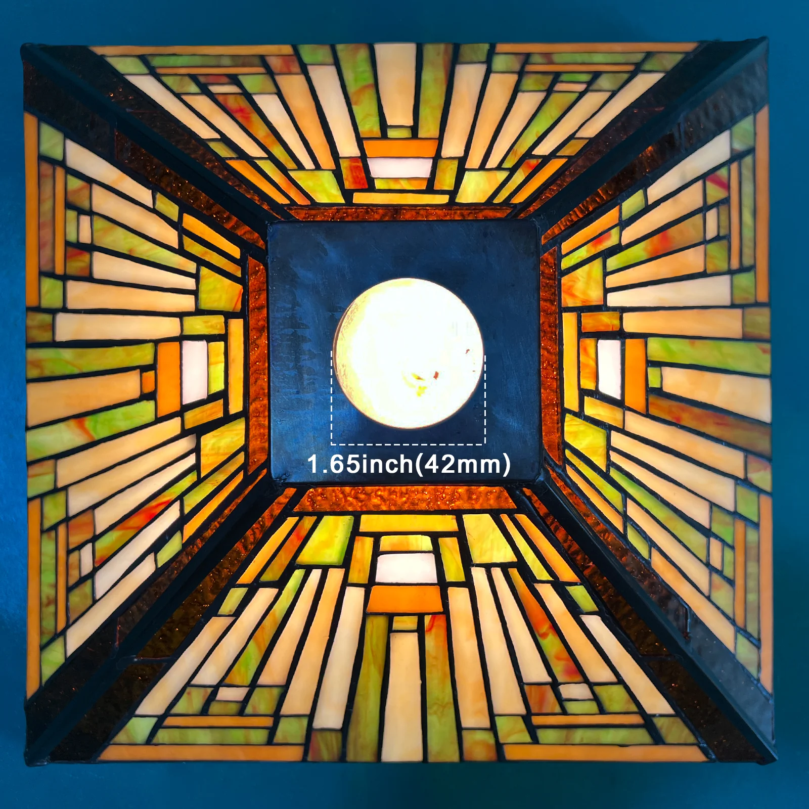 Capulina Tiffany Lamp Shade 12 Inches Wide Accessories Replacement Amber Brown Mission Tiffany Style Stained Glass Lampshade for Torchiere Floor Lamp and Pendant Light - Image 4
