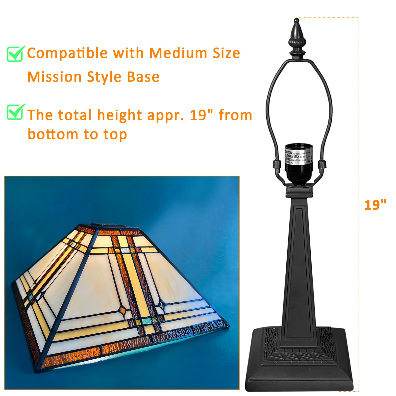 Capulina Tiffany Lamp Shade 12 Inches Wide Accessories Replacement Cream Mission Style Stained Glass Lampshade Only for Table Lamp - Image 7