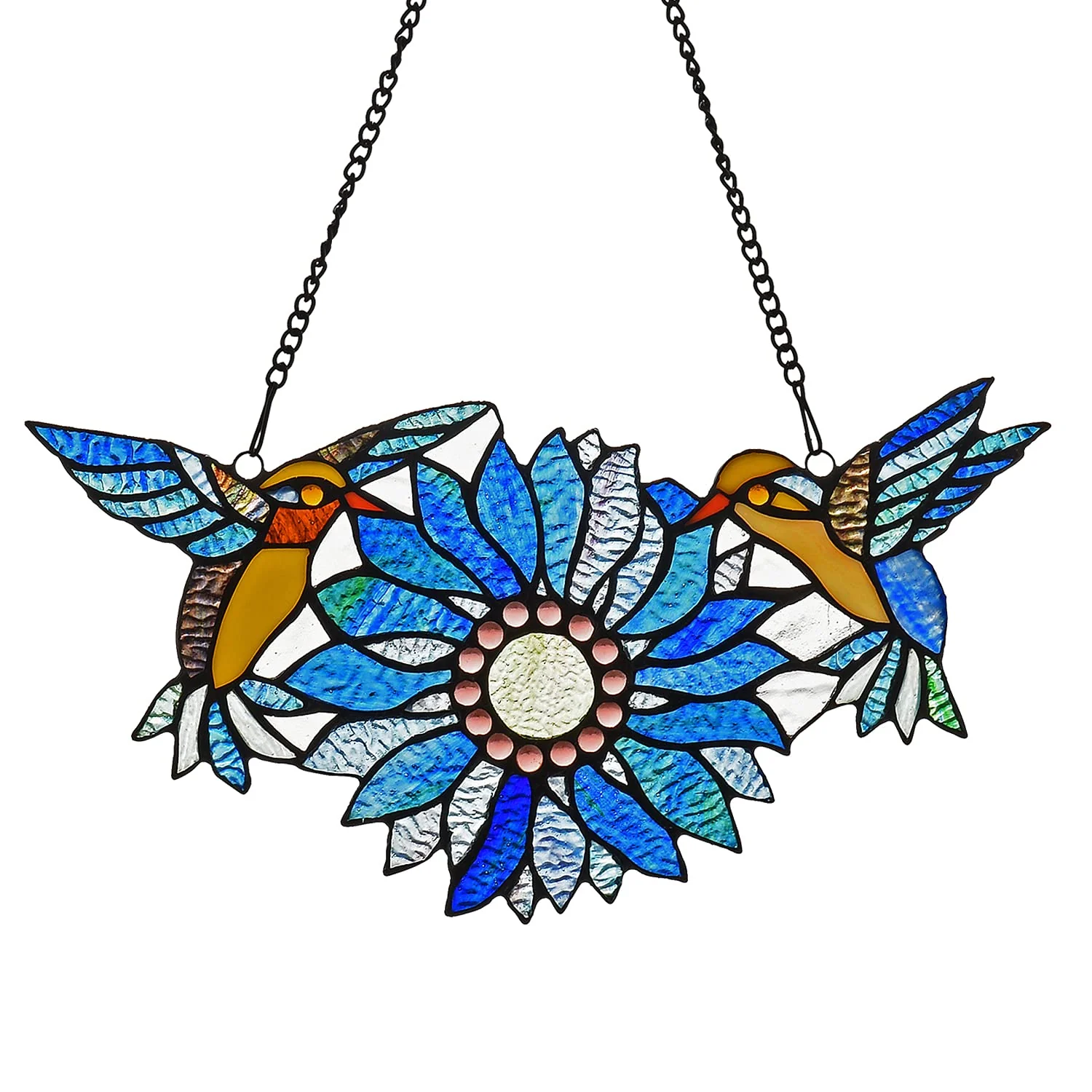 Capulina Sunflower Hummingbirds Stained Glass Window - Image 9