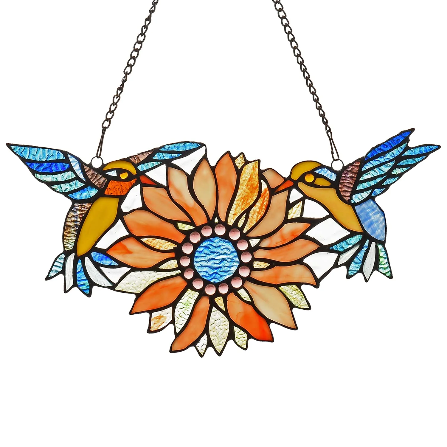 Capulina Sunflower Hummingbirds Stained Glass Window Flower Birds - Image 16