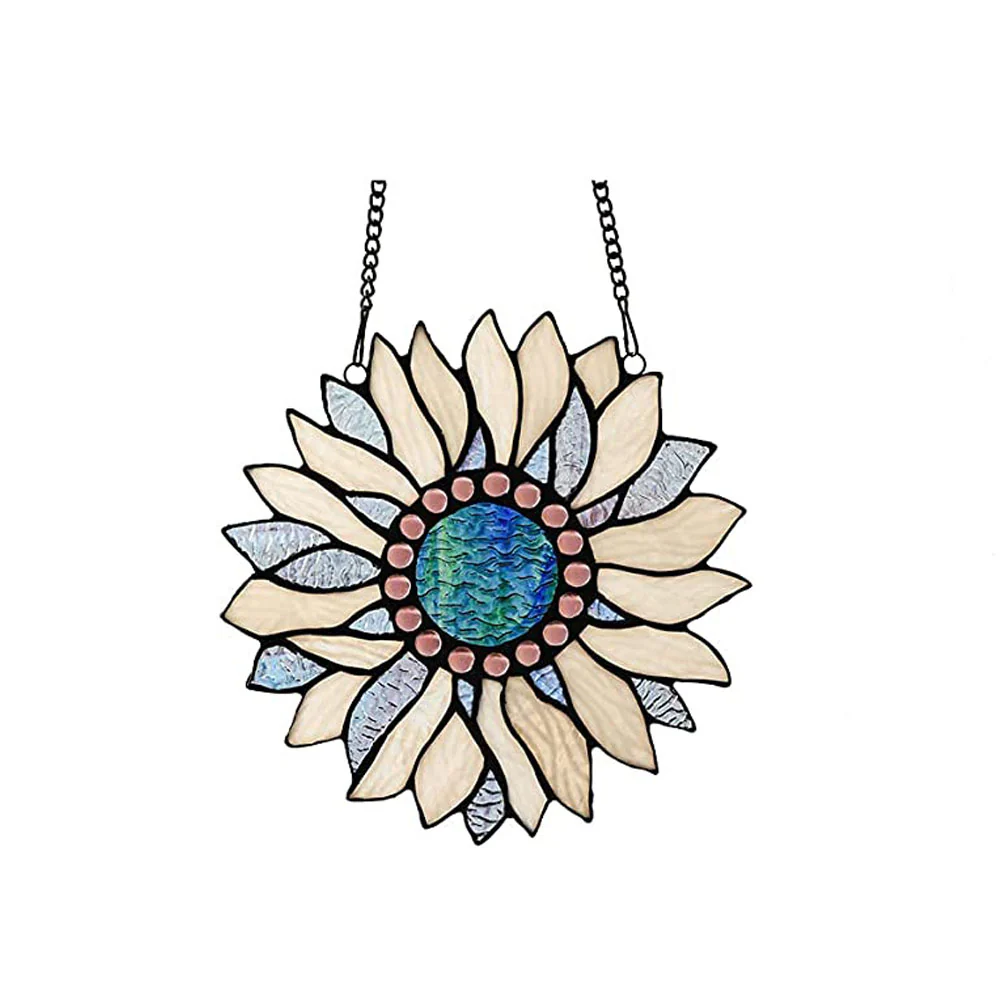 Capulina Sunflower Stained Glass Window Hangings Tiffany Glass Crafts - Image 17