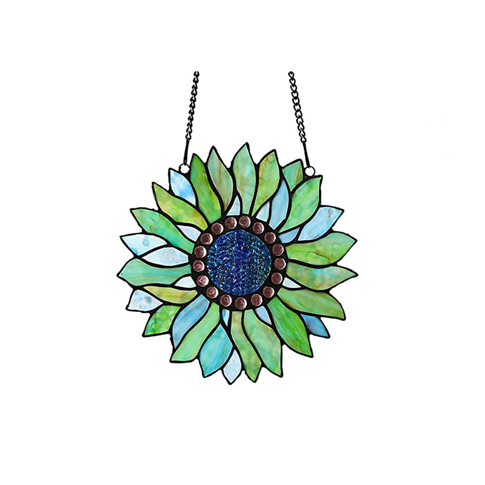 Capulina Sunflower Stained Glass Window Hangings Tiffany Glass Crafts - Image 8