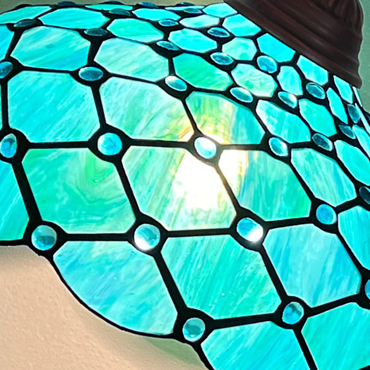 Thatyears Tiffany Floor Lamp Seagrass Blue Beads Style Stained Glass Gooseneck Arched Adjustable Corner Standing Reading Light Decor Bedroom Living Room Home Office - Image 4