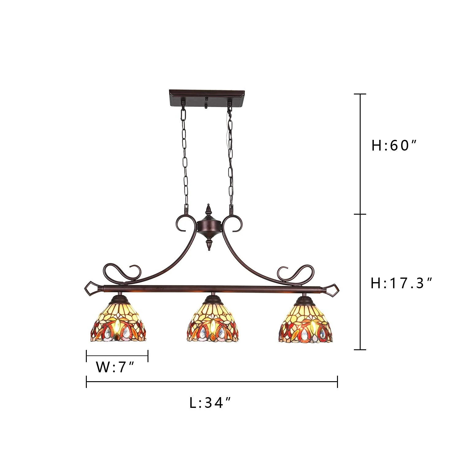Capulina Tiffany Pendant Light 3-Light - Image 6