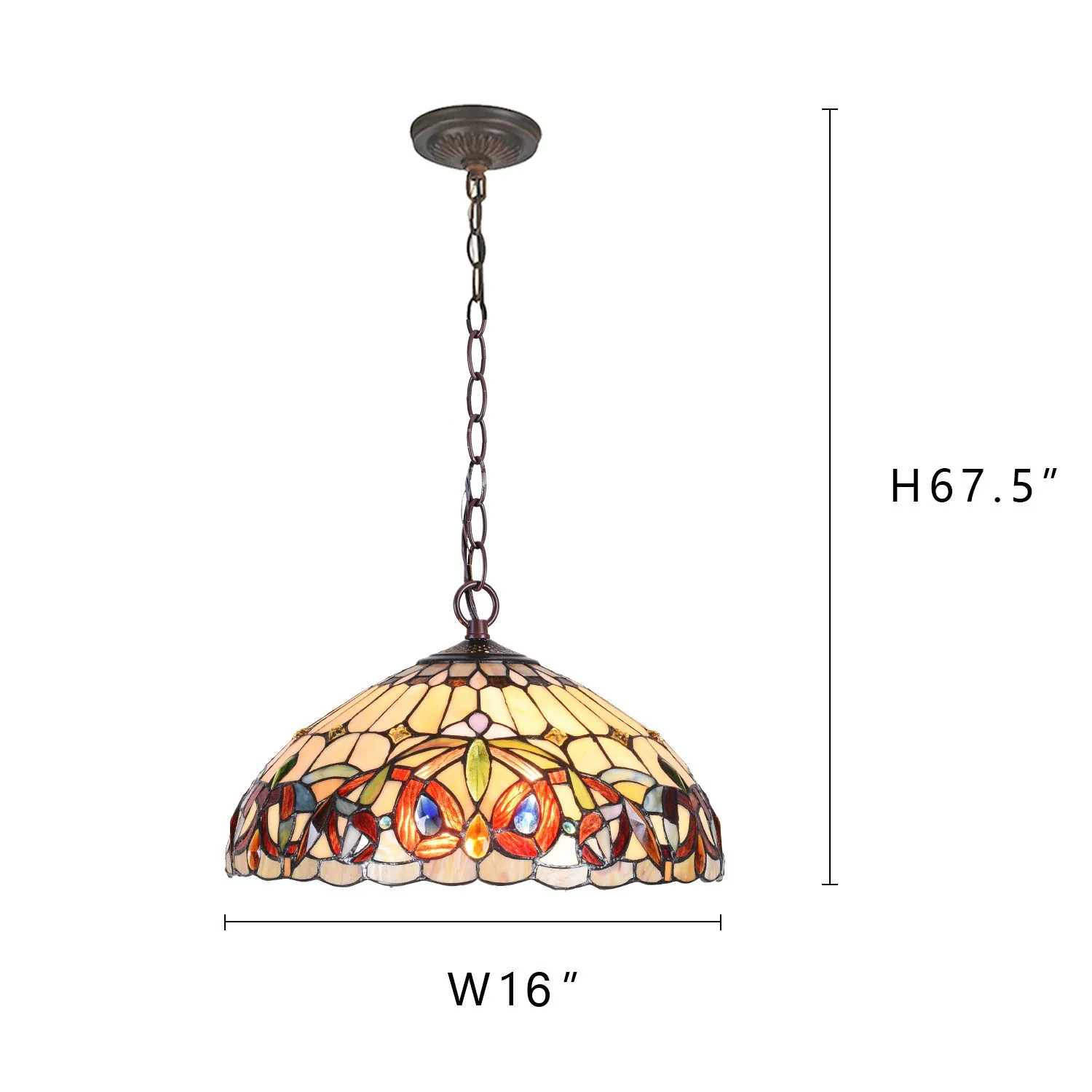 Capulina Tiffany Pendant Light Stained Glass Hanging Lamp - Image 6