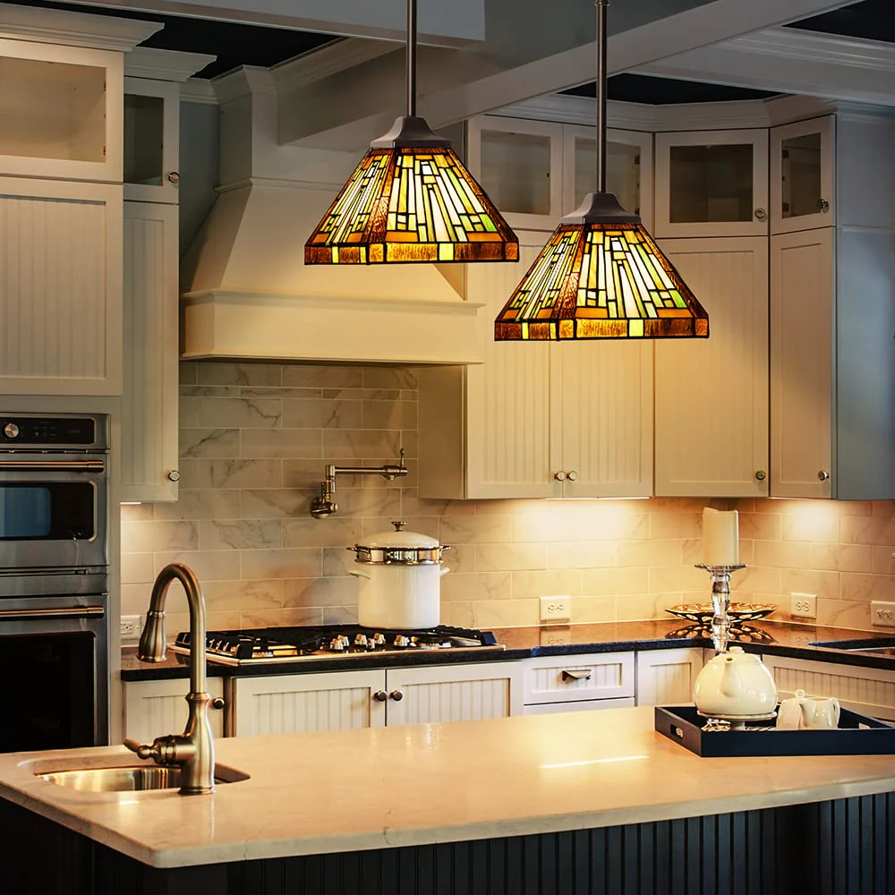 Capulina Tiffany Pendant Lights Wide Stained Glass - Image 2