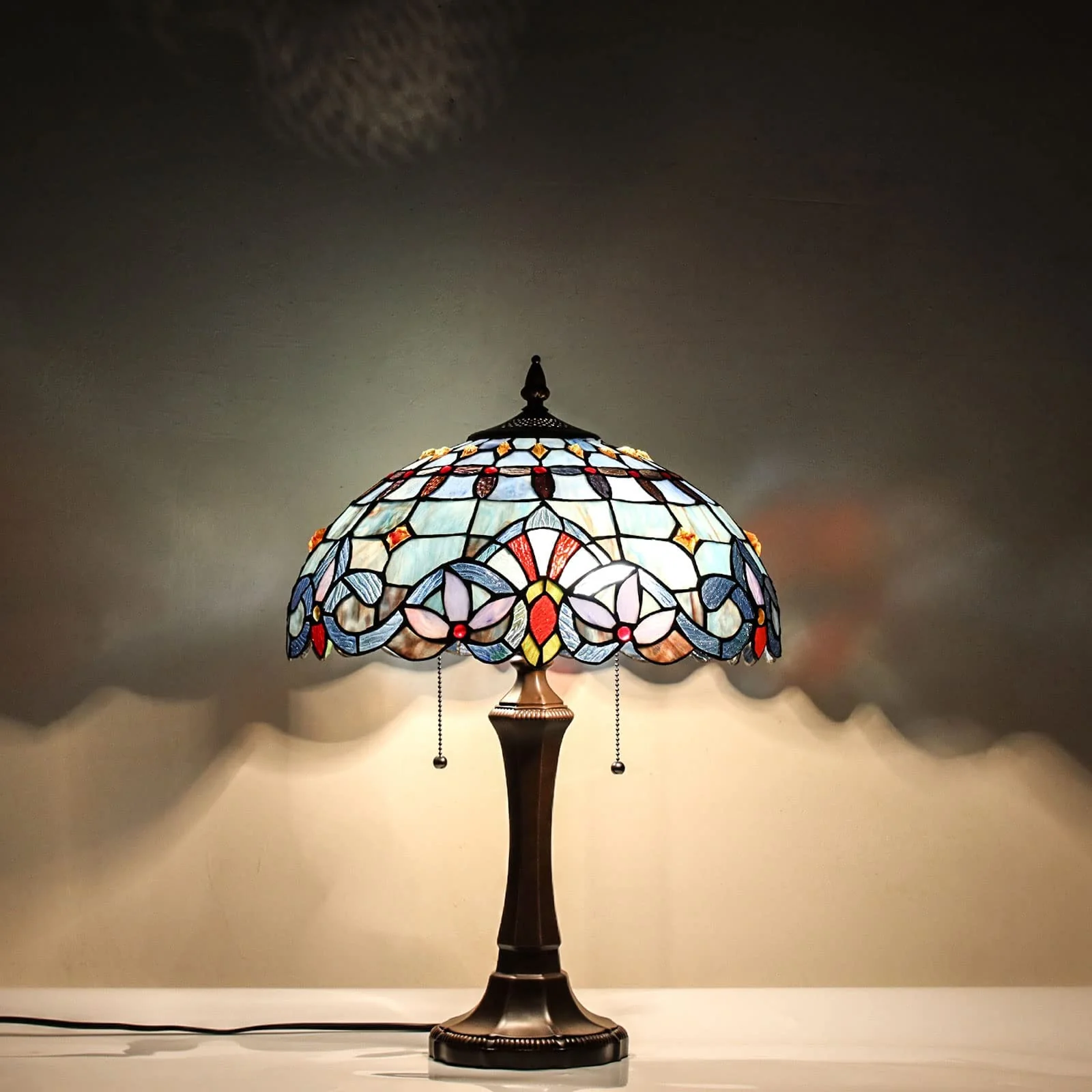 Capulina Tiffany Table Lamp Bedside Reading Lamp 2-Light 16" Wide Traditional Crafts Antique Art Style Desk Lamp for Bedrooms Living Room - Image 3