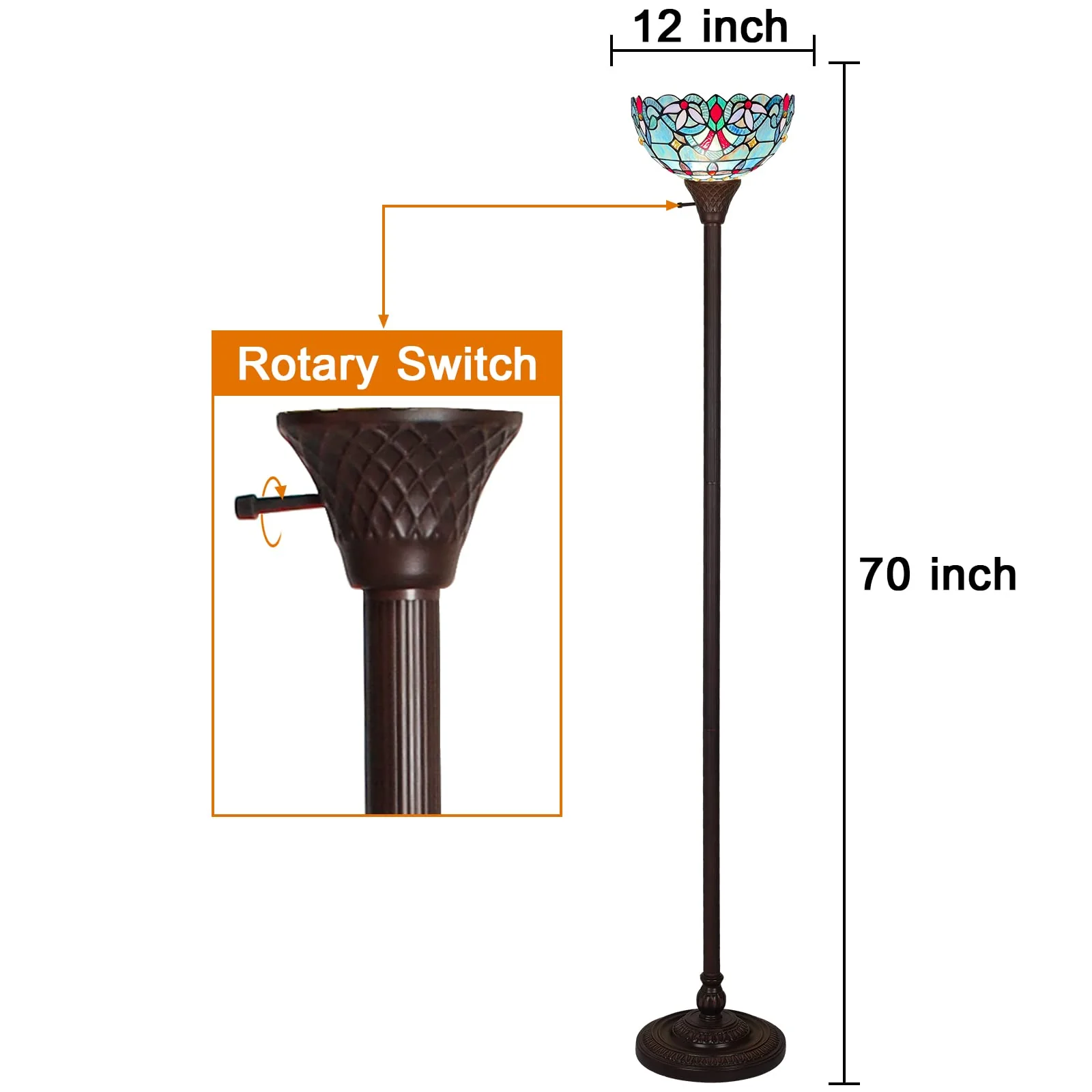 Capulina Tiffany Torchiere Floor Lamp Pole Antique Victorian Style - Image 5