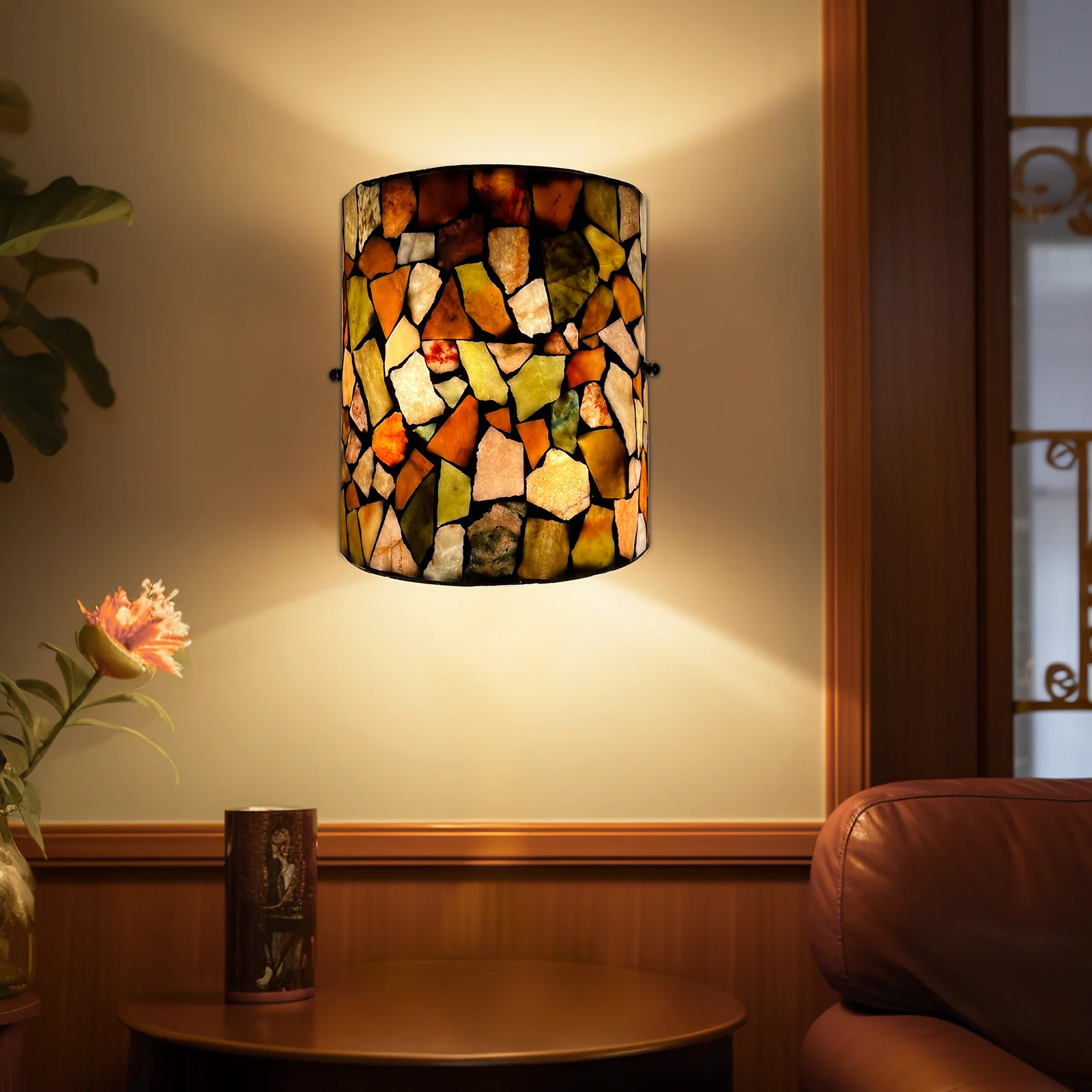 Tiffany Wall Sconces, Natural Shell Lampshade Mosaic Wall Light for Bedroom, Stairway, Corridor - Image 2